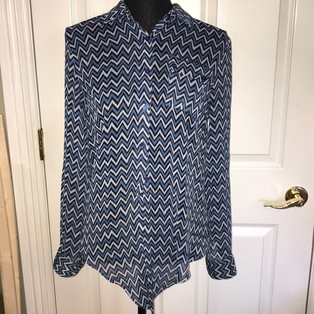 Patterned Button Up Blouse - image 6